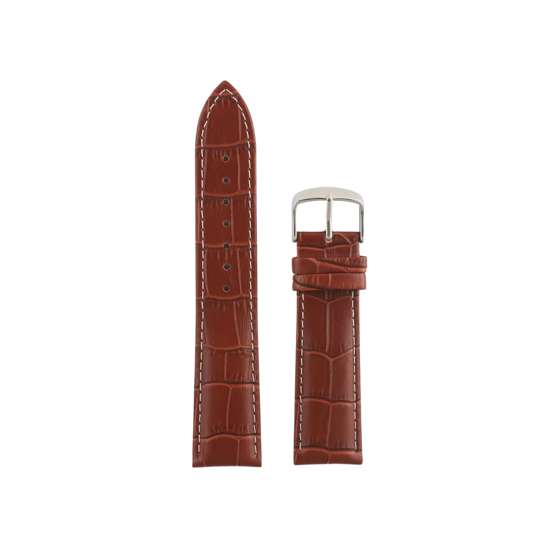 TANVI Grain Leather Band White Stitched