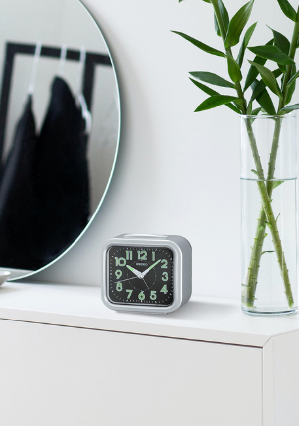 Silver Seiko Nori Alarm Clock
